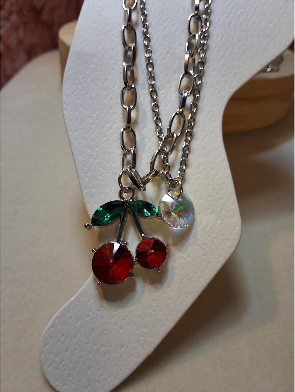 SILVER FASHION CHERRY ANKLET WHOLE BLING